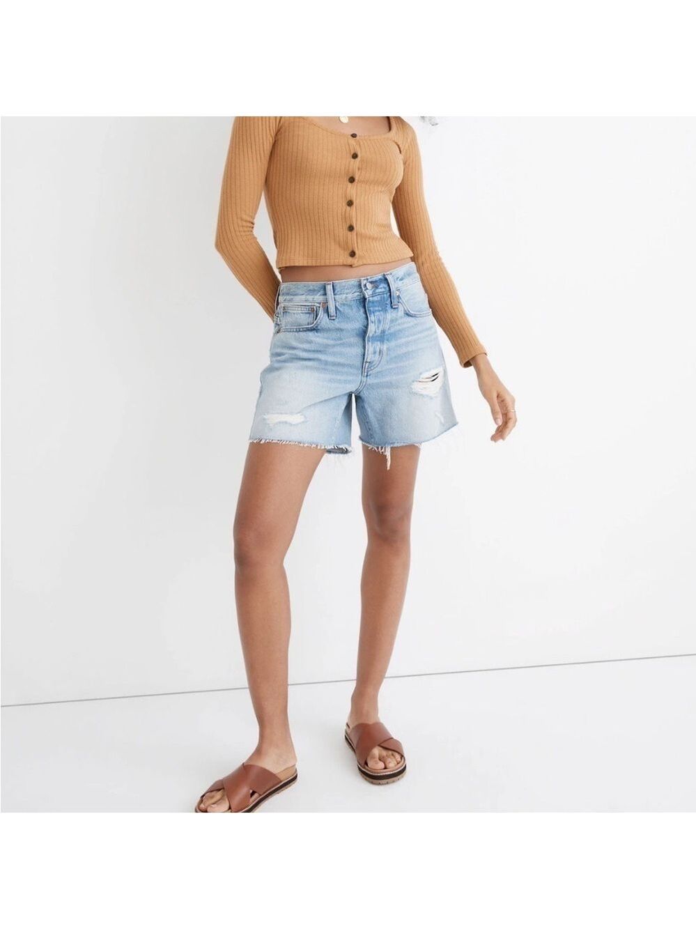 Madewell Denim Shorts Steenwick Wash Ripped Edition size 24